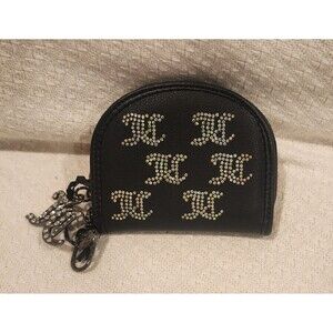 Juicy Couture Black Wallet Take The Lead Mirror Inside Half Moon Card Case